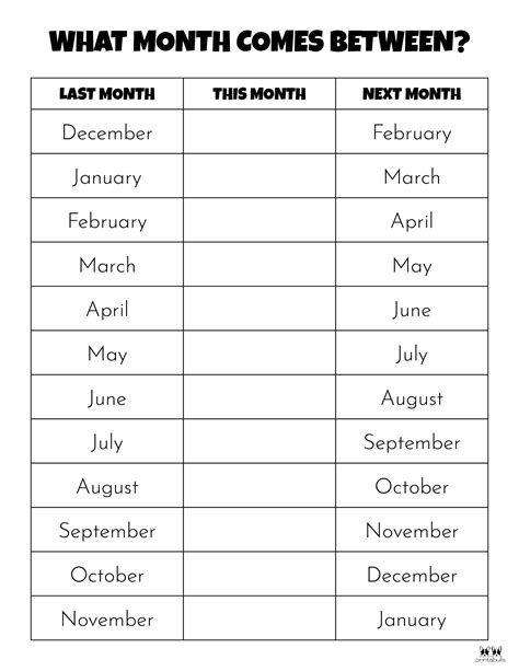 Kindergarten Months Of The Year Worksheet