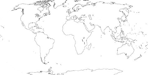 world physical map black and white - Google Search | World map outline, Blank world map, World ...