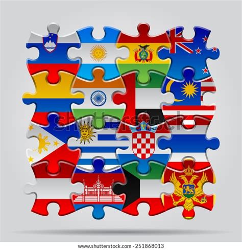 Set Puzzle World Flags Vector Illustration Stock Vector (Royalty Free ...