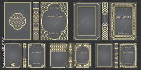 Set of Books cover and spine design template. Ornate vintage frames or ...