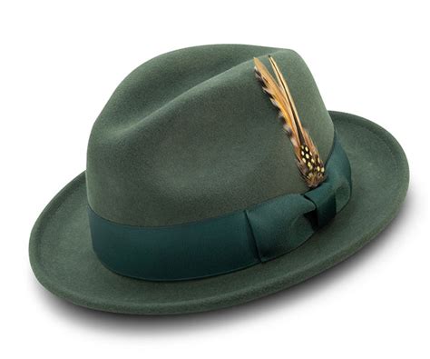 Men's Hunter Green Wool Felt Fedora Hat Snap Brim Crushable | Men's Fashion