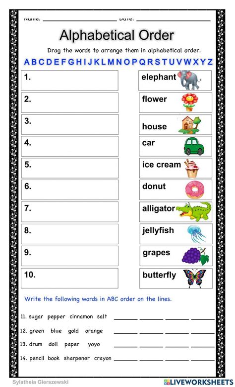 Alphabetical Order worksheets | Grade 4 - Worksheets Library