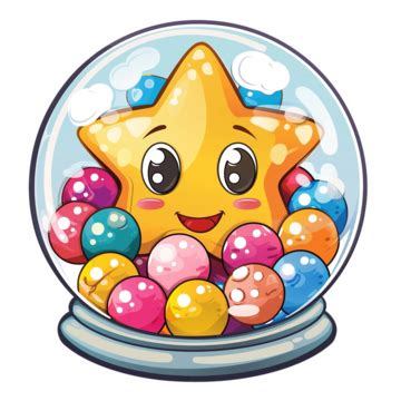 Cartoon Star In Balloon Filled Aquarium, Cartoon Star, Balloons, Bubbles PNG Transparent Image ...