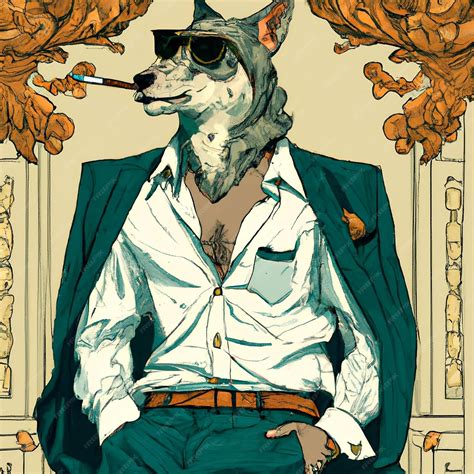 Premium AI Image | Painting of a smoking wolf