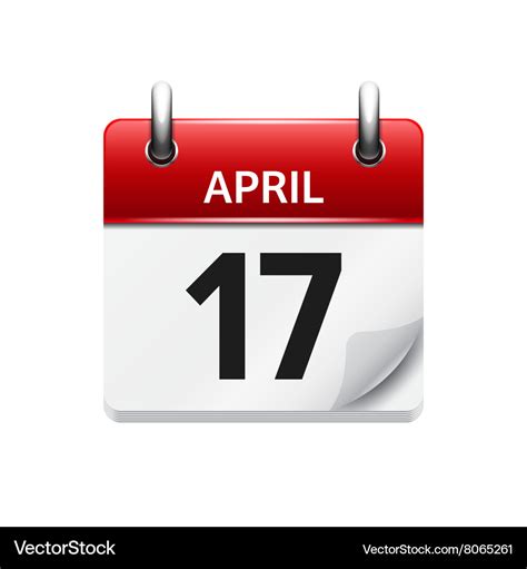 April 17 flat daily calendar icon Date Royalty Free Vector