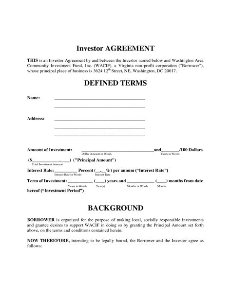 Simple Investment Contract Template - Free Printable Documents