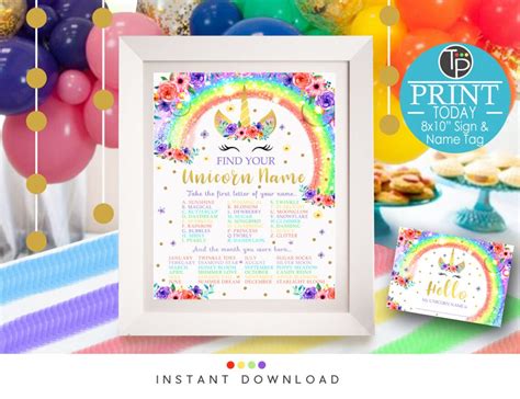 RAINBOW UNICORN GAME Instant Download Unicorn Game Rainbow - Etsy