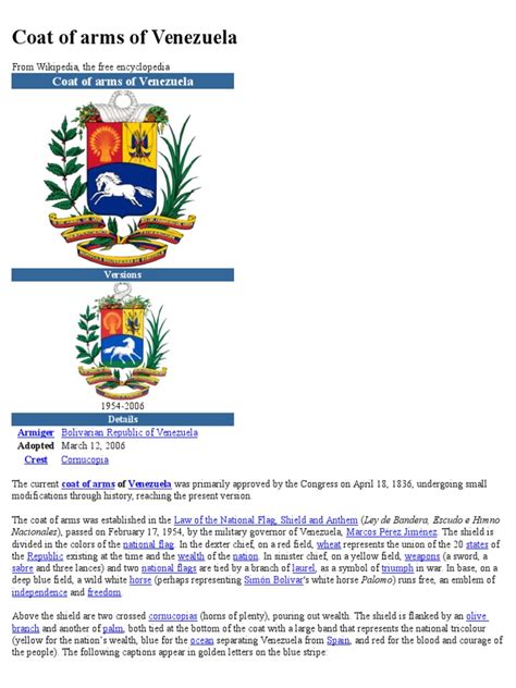 Coat of Arms of Venezuela | Heraldry | Venezuela