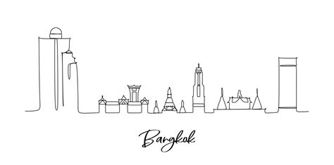 Bangkok Thailand landmark skyline - continuous one line drawing 4528189 ...