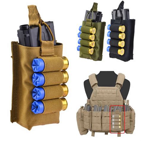 Tactical Molle Vest Accessory Magazine Pouch with 12 Gauge Airsoft Shotgun Shells Holder ...