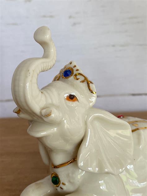 Porcelain White Elephant Figurine Jeweled | Etsy