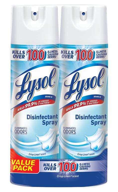 Lysol Disinfectant Spray, Crisp Linen, 38oz (2X19oz) - Walmart.com - Walmart.com