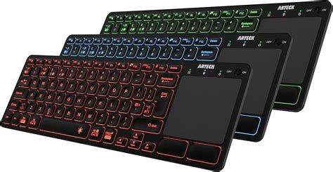 Arteck Universal Backlit 7-Colors Bluetooth Touch TV Keyboard with Easy Media Control and Build ...