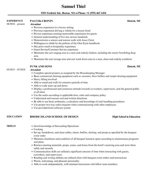 Attendant Resume Samples | Velvet Jobs