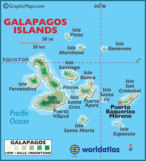 Galapagos Islands Large Color Map