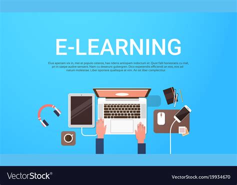 E-learning education online banner with student Vector Image