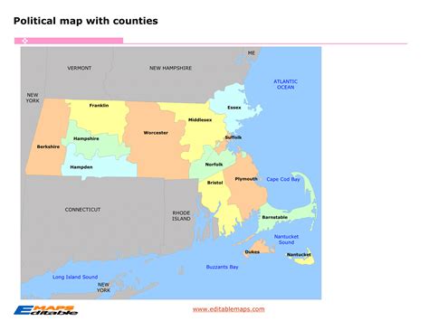 Massachusetts county map - Editable PowerPoint Maps