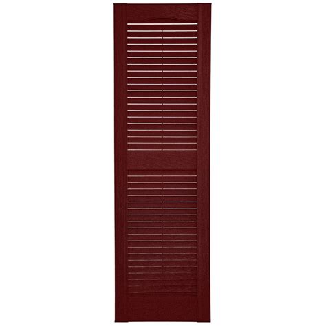 Shop Custom Shutters llc. 2-Pack Burgundy Louvered Vinyl Exterior Shutters (Common: 14-in x 57 ...