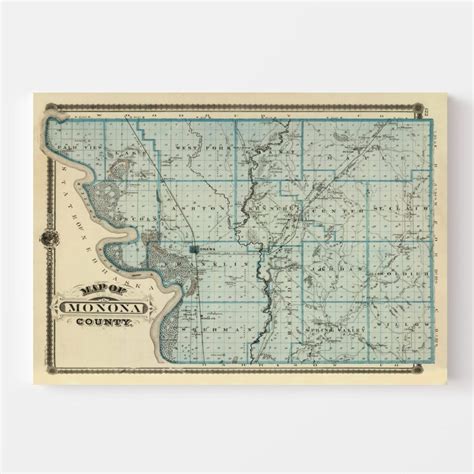 Vintage Map of Monona County, Iowa 1875 by Ted's Vintage Art