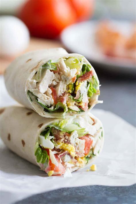 Easy Chicken Cobb Salad Wraps - Lunch Recipe - Taste and Tell