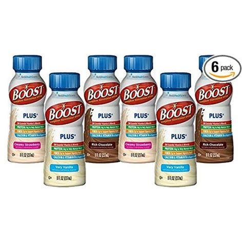 BOOST PLUS High Protein Drinks (6 Count) Variety Pack Strawberry ...