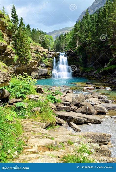 Waterfall in Ordesa and Monte Perdido National Park. Pyrenees Mountain.Spain. Stock Image ...