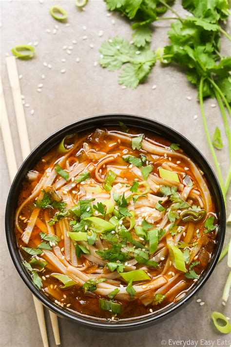 Spicy Asian Noodle Soup (Vegetarian and Vegan Recipe!) - Everyday Easy Eats