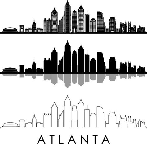 ATLANTA SKYLINE Outline Silhouette Vector Svg Eps Jpg Png - Etsy