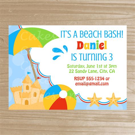 The top 25 Ideas About Beach Birthday Invitations - Home, Family, Style ...