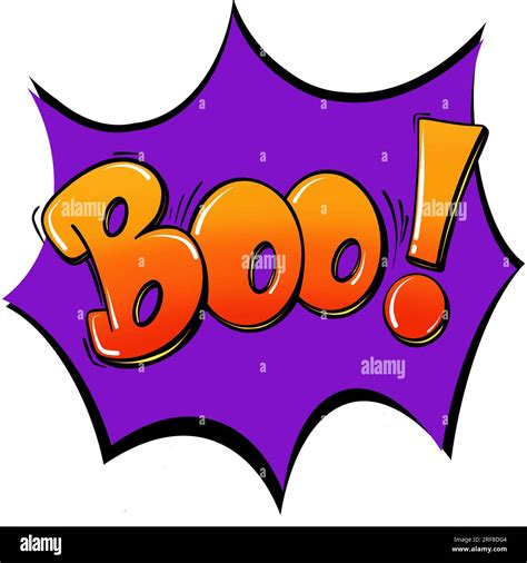 Halloween clip art illustration with the word Boo in yellow orange lettering on purple ...