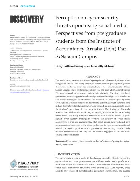 (PDF) Perception on cyber security threats upon using social media: Perspectives from ...