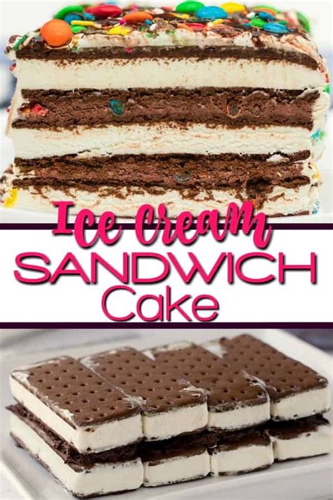 Super Easy M&M Ice Cream Sandwich Cake - Princess Pinky Girl