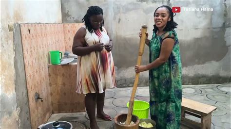 we cooked popular FUFU in Togo West Africa with Peanut Butter soup ...