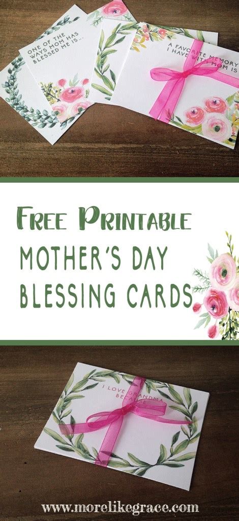 Mother's Day Blessing Cards: Free Printable | More Like Grace