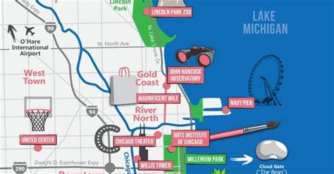 Chicago Miracle Mile Shopping Map | Printable Chicago Tourist Map for ...