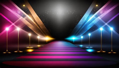 Blue Pink Red Golden Stage Spotlights Awards Graphics Background Celebration. Generative ai ...