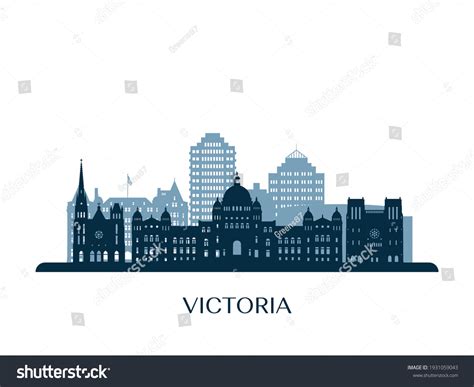 Victoria Skyline Monochrome Silhouette Vector Illustration Stock Vector ...