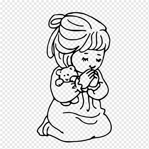 Coloring book Prayer Child Girl Praying Hands, praying, white, child ...