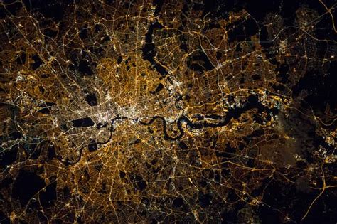 Photos of cities at night, taken from the International Space Station