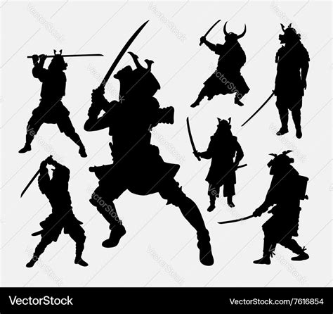 Samurai japanese warrior silhouette Royalty Free Vector