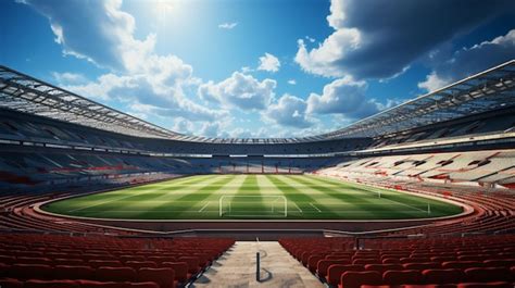 Premium AI Image | nice Football stadium Day view full front view