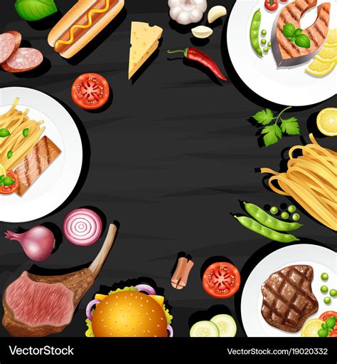 Border design with different kinds of food Vector Image