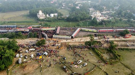 India train crash: Drone footage reveals extent of accident | World News | Sky News