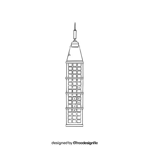 Skyscraper building illustration black and white clipart free download