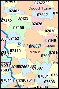 BERGEN County, New Jersey Digital ZIP Code Map