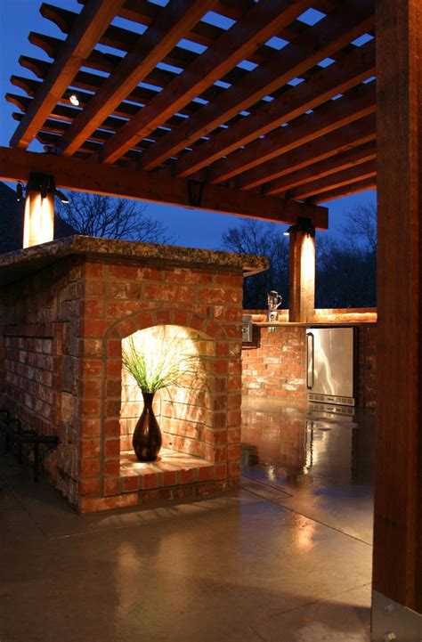 Gorgeous Pergola. Is that not a gorgeous fireplace?!