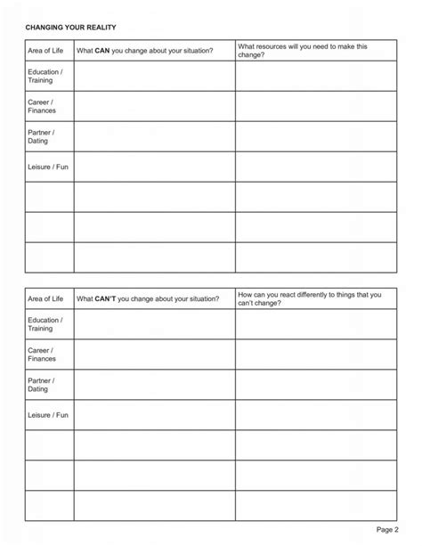 Reality Therapy Expectations Vs Reality Worksheet PDF