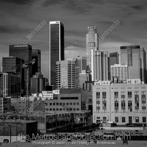 Black and White Picture of The Los Angeles Skyline from the Fashion ...