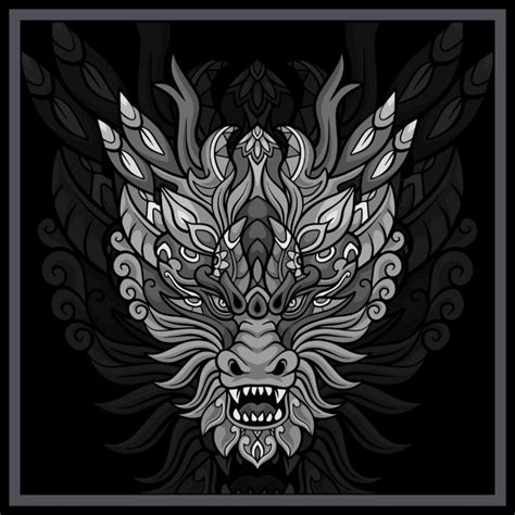 Monochrome Dragon head mandala arts. - REYYARTS - Drawings & Illustration, Fantasy & Mythology ...