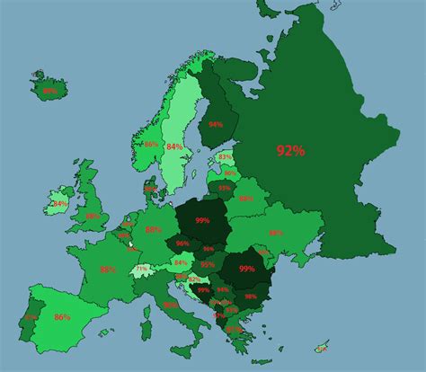 Map of Europe showing the non-immigrant native... - Maps on the Web